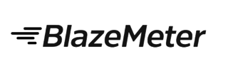 BlazeMeter logo with stylized speed lines to the left of the text