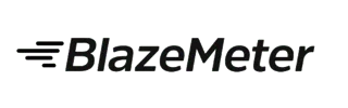 BlazeMeter logo with stylized speed lines to the left of the text