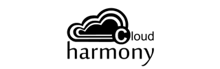 Cloud harmony logo with black outlined cloud icon