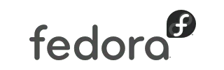 Fedora logo with stylized lowercase fedora text and circular f icon