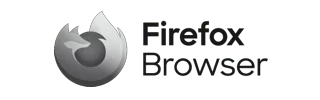 Firefox Browser logo with gray fox wrapped around circular icon