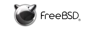 FreeBSD logo with black devil head icon and FreeBSD text