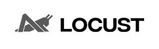 LOCUST logo with stylized insect icon and bold black text