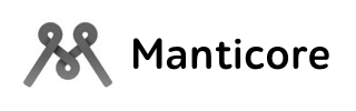Manticore logo with abstract gray symbol and black Manticore text