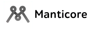 Manticore logo with abstract gray symbol and black Manticore text