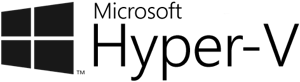 Microsoft Hyper-V logo with Windows-style four-pane icon in black