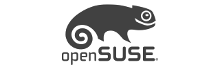 openSUSE logo with stylized chameleon above the text openSUSE