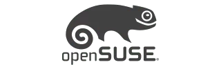 openSUSE logo with stylized chameleon above the text openSUSE