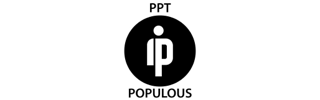 PPT POPOULOUS logo with white person icon inside black circle