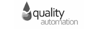 quality automation logo with stylized droplet icon