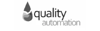 quality automation logo with stylized droplet icon