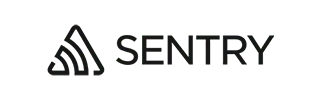 SENTRY logo with abstract triangular line icon and SENTRY text