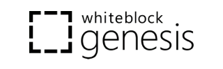 whiteblock genesis logo with dashed square icon and black text