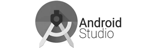 Android Studio logo with stylized compass and dark gray circular icon