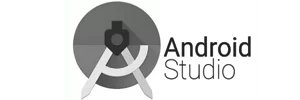 Android Studio logo with stylized compass and dark gray circular icon