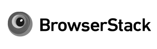 BrowserStack logo with stylized eye icon in gray and black