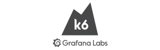 k6 Grafana Labs logo with stylized mountain graphic