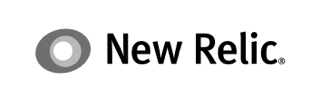 New Relic logo with gray circular icon and black wordmark