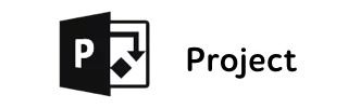 Microsoft Project logo with stylized P icon and the word Project