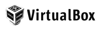 VirtualBox logo with black text and cube icon
