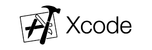 Xcode logo with hammer and blueprint icon beside the text Xcode