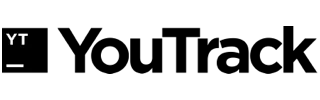 White YT text with a short horizontal line on a black background