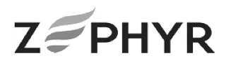 ZEPHYR logo with stylized wing-like design forming the letter E