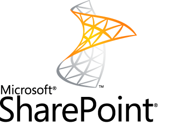 Microsoft SharePoint logo with orange and gray abstract mesh symbol
