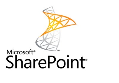 Microsoft SharePoint logo with orange and gray abstract ribbon symbol