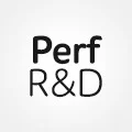 Perf R&D logo text in black on white background