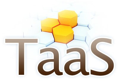 TaaS text with yellow hexagons, representing testing as a service concept