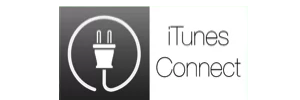 iTunes Connect logo with white plug icon on gray background