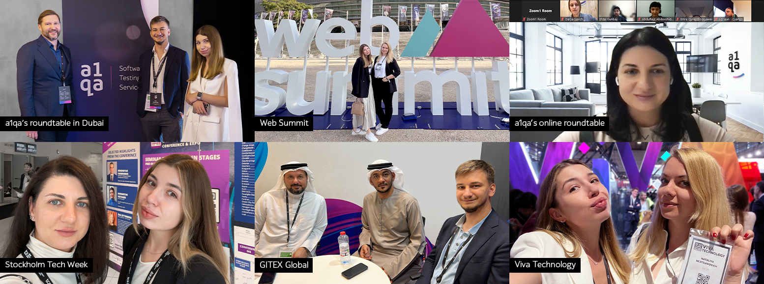 a1qa team at Web Summit, GITEX Global, Viva Technology, and roundtables in Dubai and online