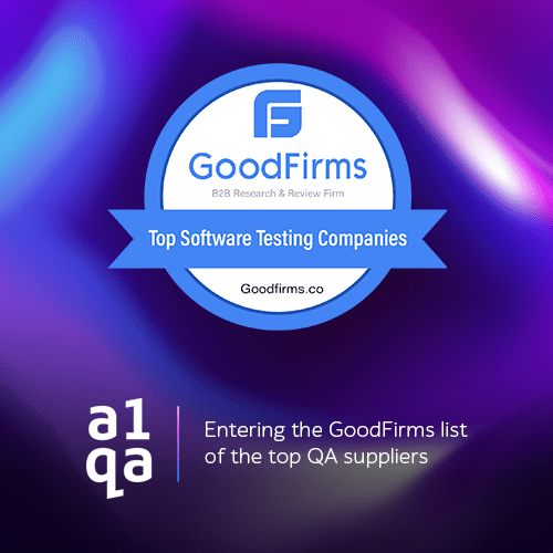 GoodFirms Top Software Testing Companies badge and a1qa entering the GoodFirms list