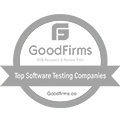 GoodFirms Top Software Testing Companies badge with GoodFirms.co logo