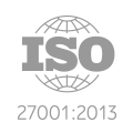 ISO globe logo with certification text ISO 27001:2013