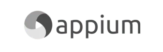 Appium logo with gray circular icon and lowercase company name