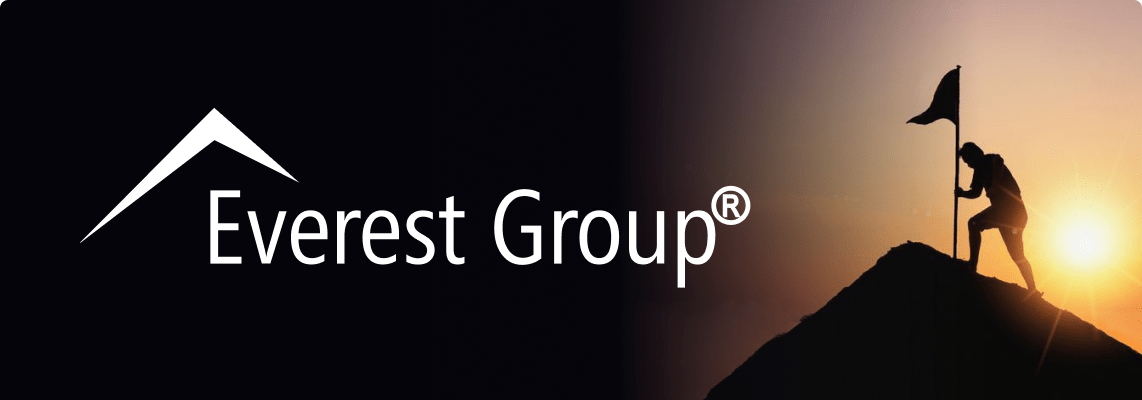 Everest Group® recognition graphic with climber silhouette planting a flag on a mountain peak