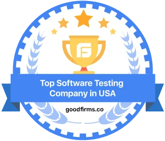 Award badge reading Top Software Testing Company USA from goodfirms.co