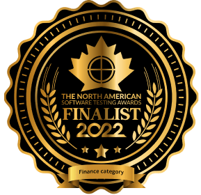 THE NORTH AMERICAN SOFTWARE TESTING AWARDS FINALIST 2022 Finance category award badge