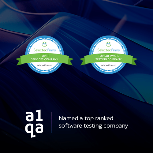 a1qa with SelectedFirms Top IT Services Company and Top Software Testing Company badges