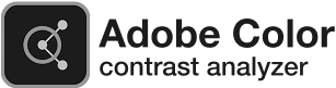 Adobe Color contrast analyzer logo with circular icon on dark background