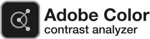 Adobe Color contrast analyzer logo with circular icon on dark background