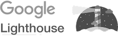 Google Lighthouse logo with lighthouse beam inside a dark circular icon