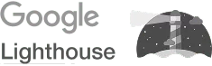 Google Lighthouse logo with lighthouse beam inside a dark circular icon