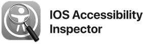 IOS Accessibility Inspector logo with magnifying glass over accessibility symbol