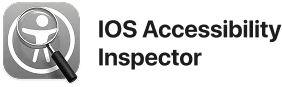 IOS Accessibility Inspector logo with magnifying glass over accessibility symbol