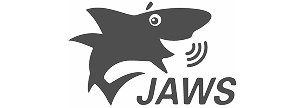 JAWS logo with stylized shark head and sound waves