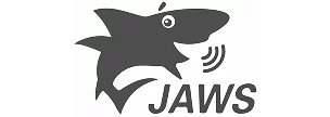 JAWS logo with stylized shark head and sound waves