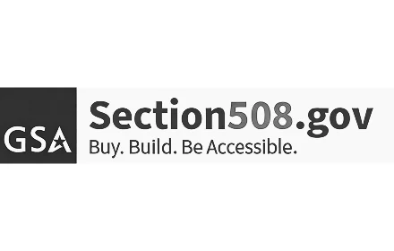 GSA Section508.gov Buy. Build. Be Accessible. logo for accessibility compliance
